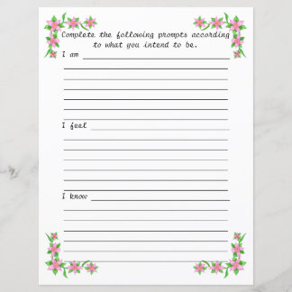 Journal Paper I am I feel I know, pink floral