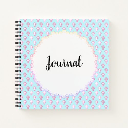 Journal Pastel Cross Pattern Devotional Notebook