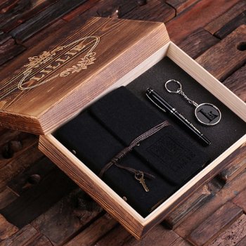 Journal  Pen & Keychain Gift Set - Black by tealsprairie at Zazzle