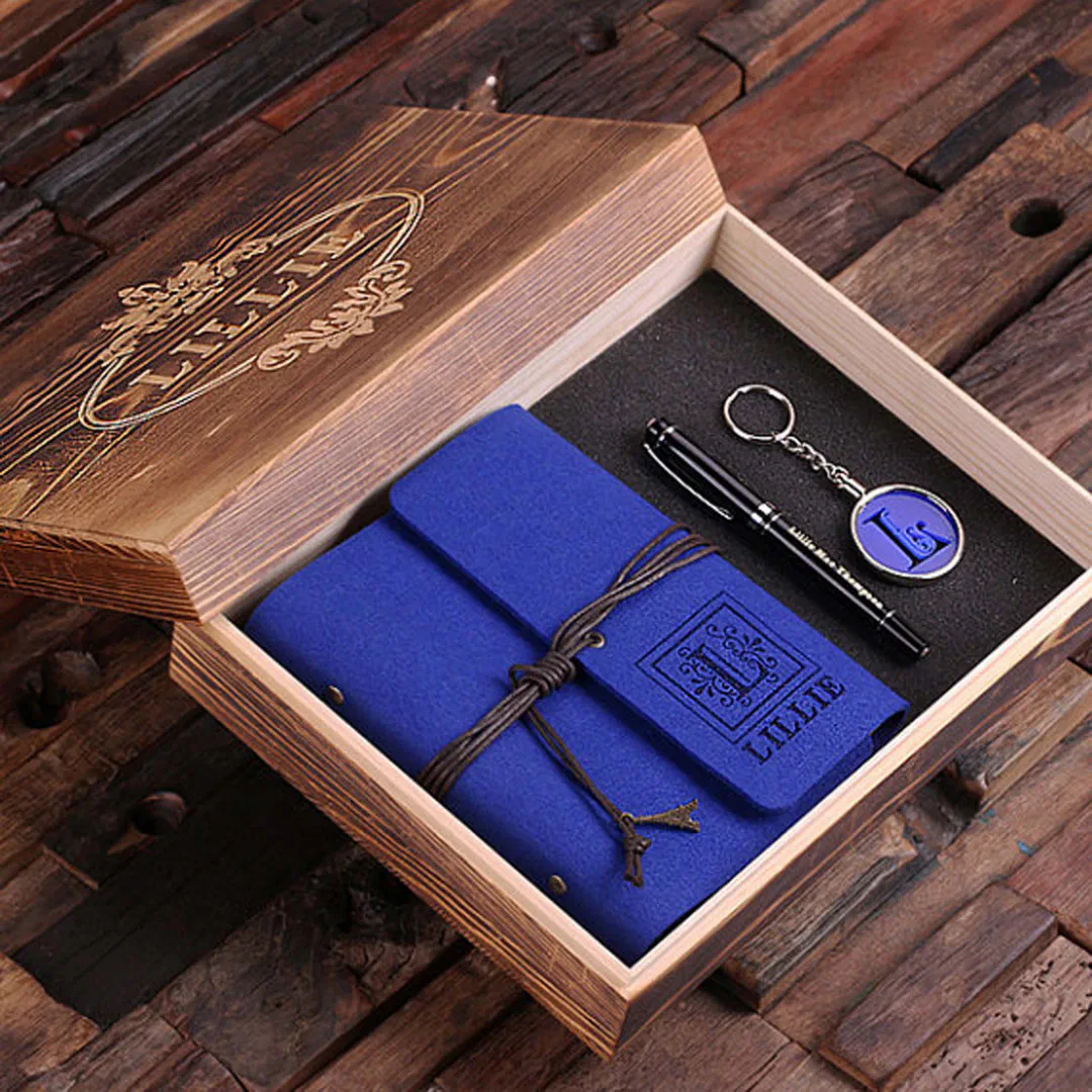 Journal, Pen & Keychain Gift Set - Blue (Inside)