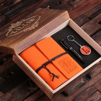 Journal  Pen & Keychain Gift Set - Orange by tealsprairie at Zazzle