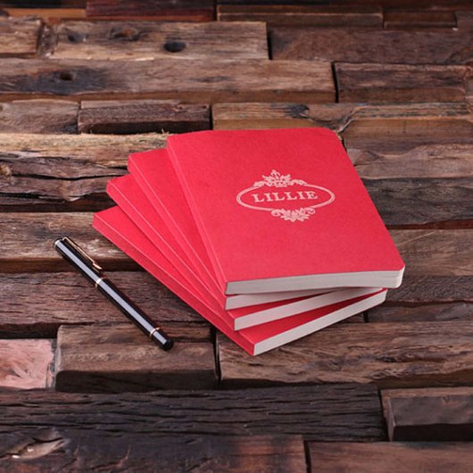 Journal Set: Pen, Red Keychain & Bound Notepad (Top)