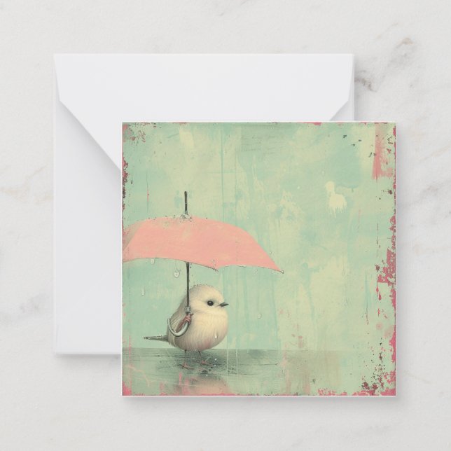 Journal Treasures & Rainy Pleasures: Minimal Bird Note Card (Front)