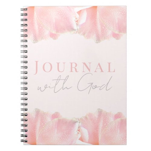 Journal With God Light Pink Peony Flower Petals