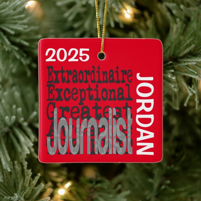 Journalist Extraordinaire CUSTOM Ceramic Ornament (Tree)