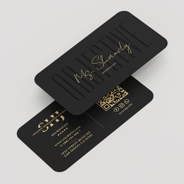 Journalist Monogram Professional Black Gold Modern Business Card (Journalist Monogram Professional Black Gold Modern Business Card
)