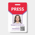 Journalist Photo ID and QR Code Press Pass