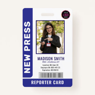Journalist Press Pass  Photo ID  Badge