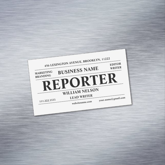 ✍🏼 Journalist Reporter Business Card Magnet (In Situ)