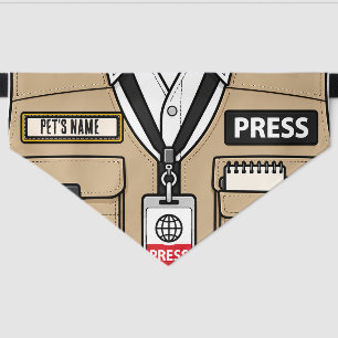 Journalist Reporter Costume Halloween Custom Pet Bandana Collar