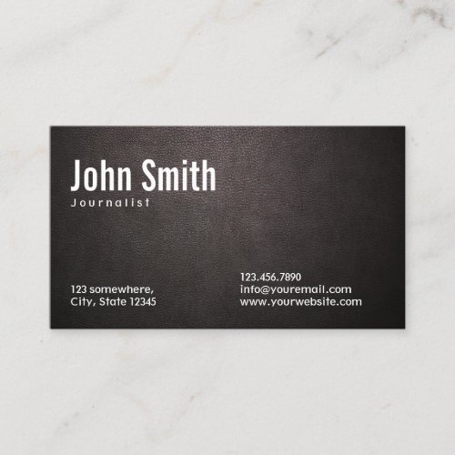 Stylish Dark Leather Journalist Business Card