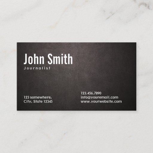 Customizable Stylish Dark Leather Journalist Business Card