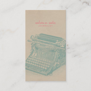 Journalist Vintage Typewriter Cool Mint Modern Business Card