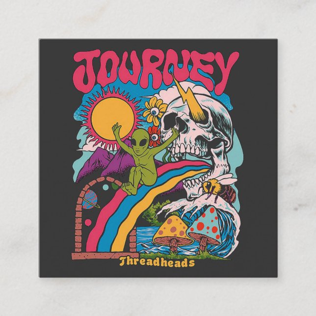Journey, Aesthetic Skull, Vintage Mushroom Skull  Enclosure Card (Front)