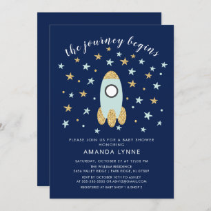 Journey Begins Rocket Boys Baby Shower Invitation