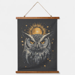 Journey between Day and Night - A Mystical Owl Hanging Tapestry