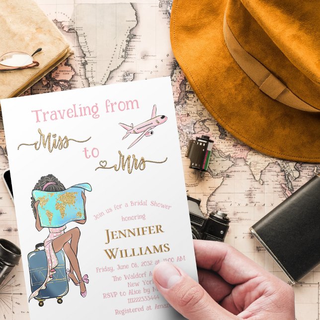 Journey  Bridal Shower Traveling From Miss to Mrs  Invitation (Creator Uploaded)