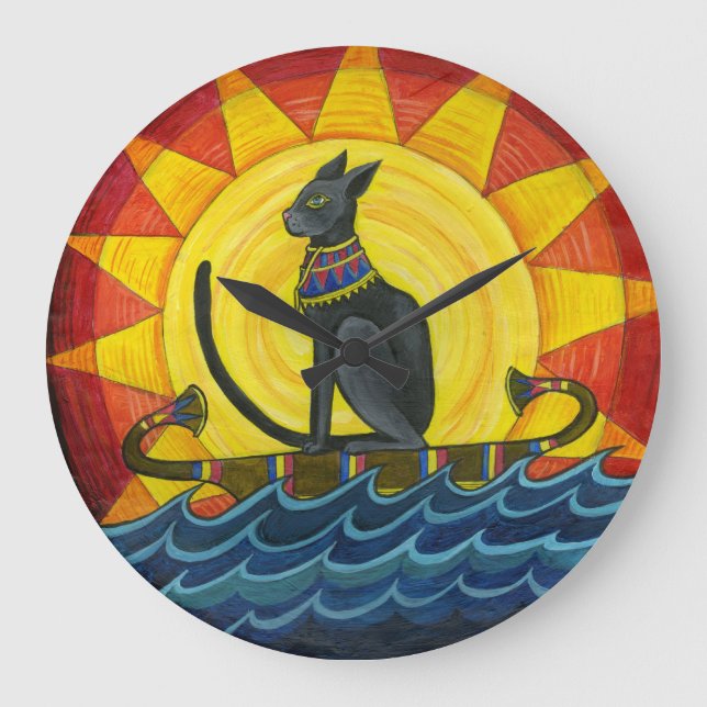 Journey Down the Nile, Egyptian Cat Wall Clock (Front)