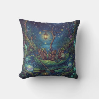 Journey Into the Unknown | Enchanted Night Forest  Throw Pillow