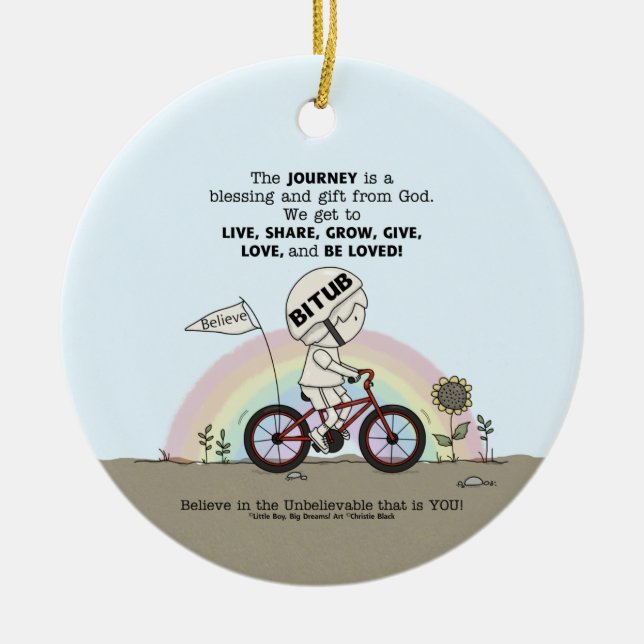 Journey is a Gift Ceramic Ornament (Front)