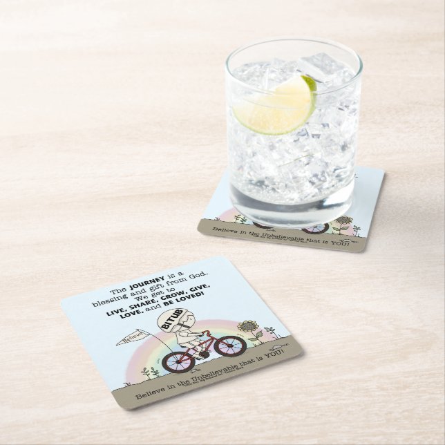 Journey is a Gift Square Paper Coaster (Insitu)