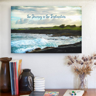 “Journey Is Destination” Hawaii Black Sand Beach Canvas Print