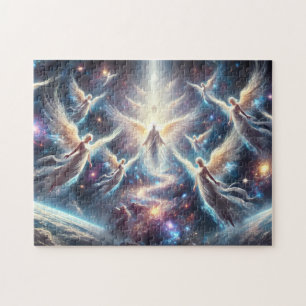 Journey of Angels Star Beings Through Cosmic Veil Jigsaw Puzzle