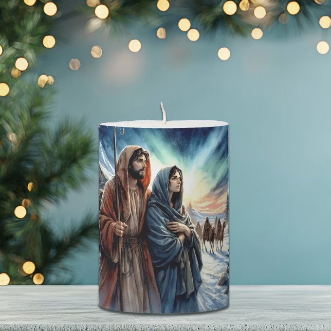 Journey of Joseph and Mary Christmas Pillar Candle (Creator Uploaded)
