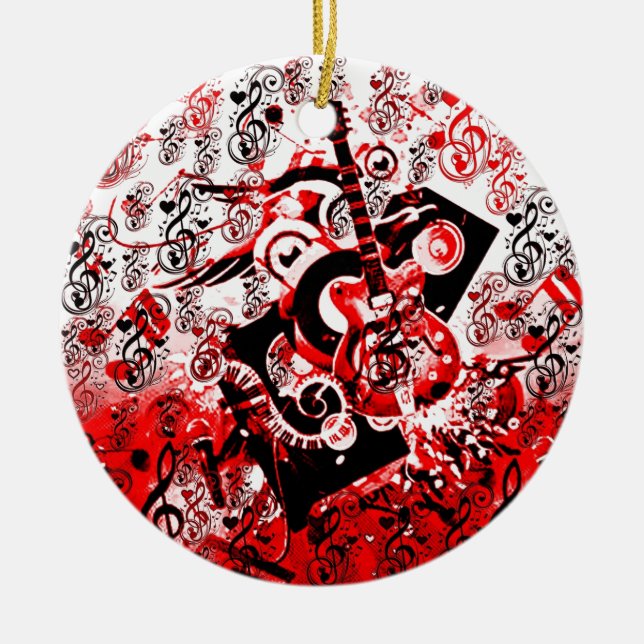 Journey of Music-Red_ Ceramic Ornament (Front)