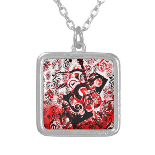 Journey of Music-Red_ Silver Plated Necklace