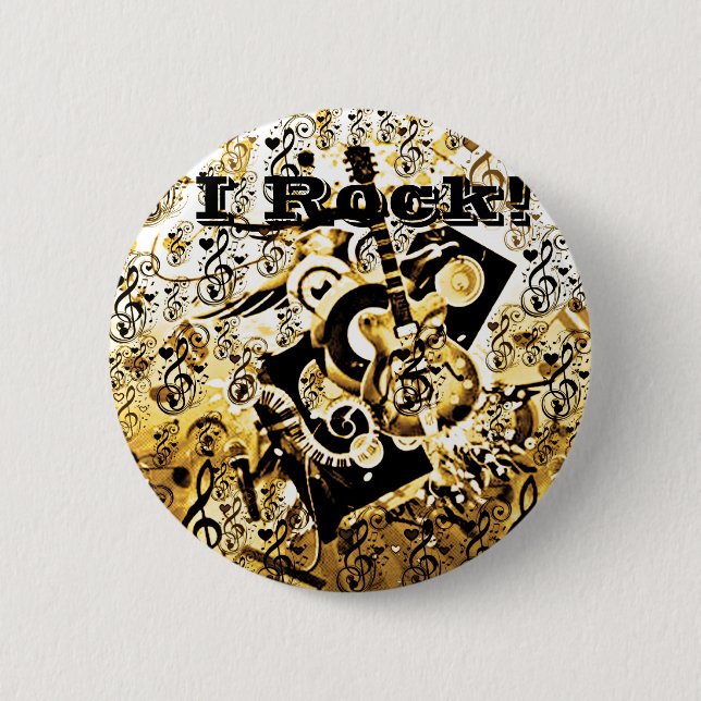 Journey Of Music,Rocks Gold_ Pinback Button (Front)