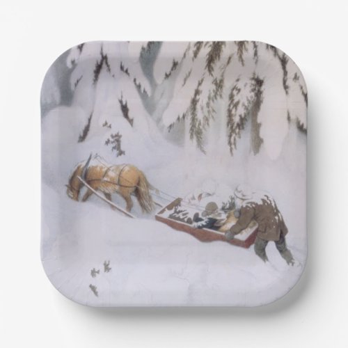 Journey Through Winter Snow at Christmas Paper Plates