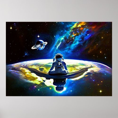 Journey to Inner Peace Astronaut Meditation Poster