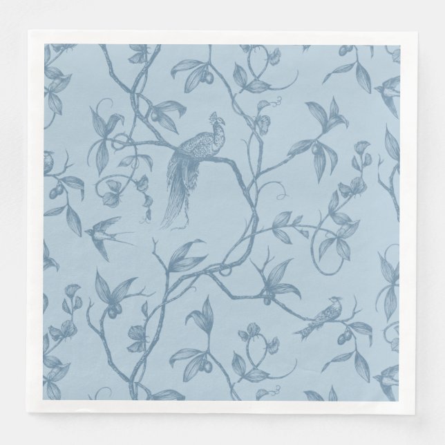 Journey to the Chateau Peacock Blue Paper Dinner Napkins (Front)
