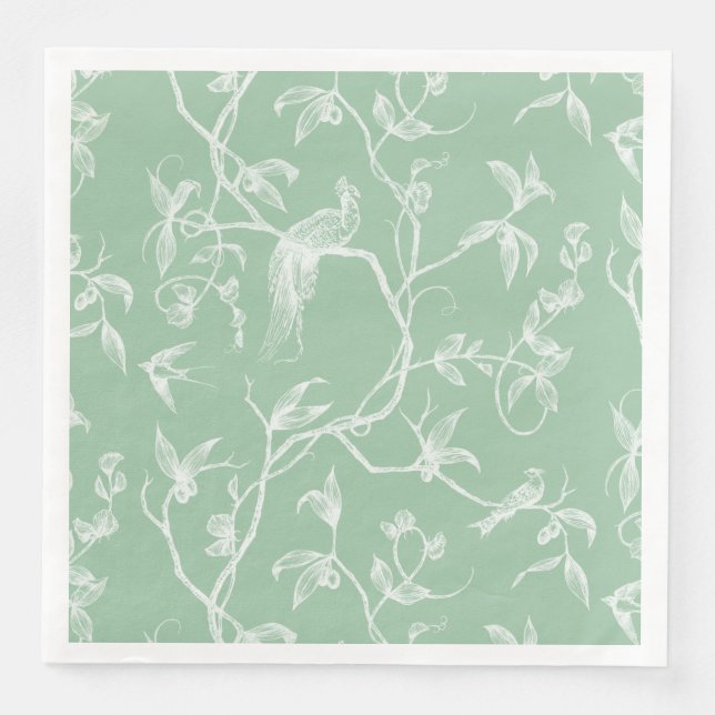 Journey to the Chateau Peacock Green2  Paper Dinner Napkins (Front)