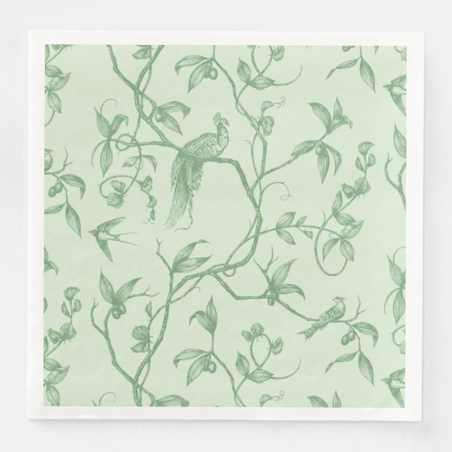 Journey to the Chateau Peacock Green Paper Dinner Napkins (Front)