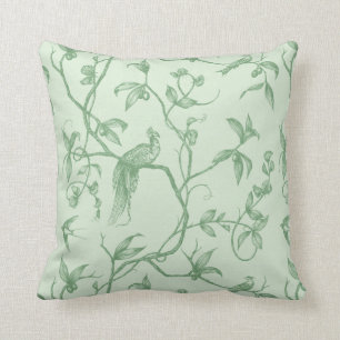 Journey to the Chateau Peacock Green Throw Pillow