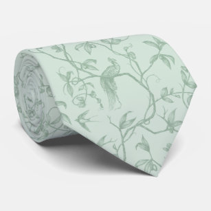 Journey to the Chateau Peacock Green Toile Neck Ti Neck Tie