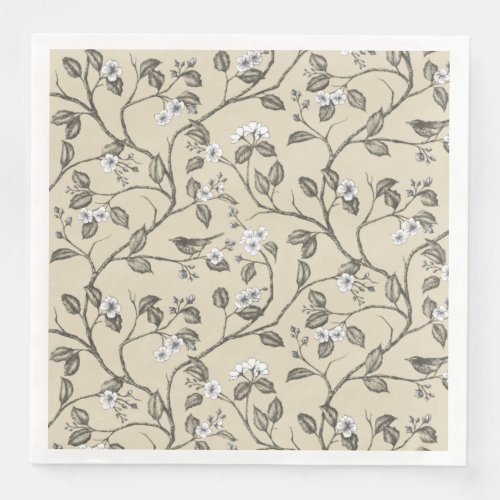 Journey to the Chateau Warbler Beige Paper Dinner Napkins