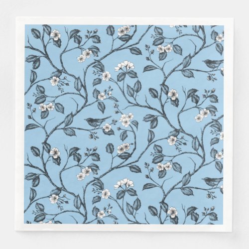 Journey to the Chateau Warbler Blue 2 Paper Dinner Napkins