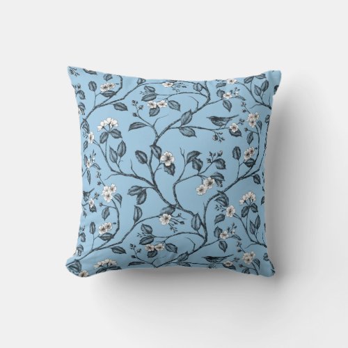 Journey to the Chateau Warbler Blue 2 Throw Pillow