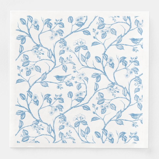 Journey to the Chateau Warbler Blue Paper Dinner Napkins (Front)
