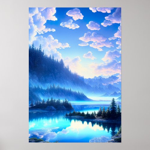 Journey to the Mountains Peaceful Lake Poster