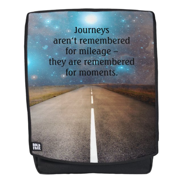 Journey Travel Road Trip Memories Quote Backpack (Front)
