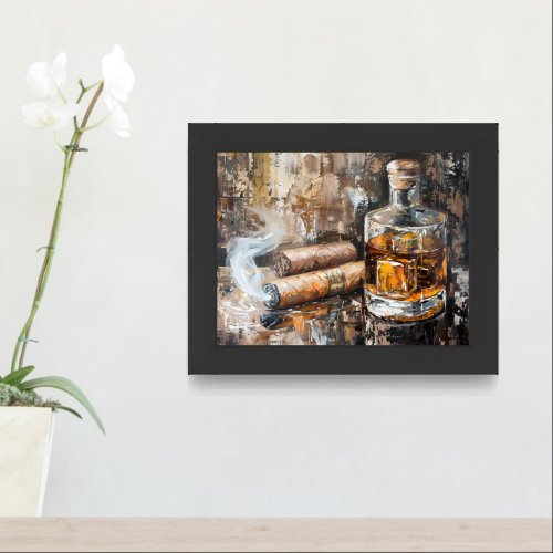 Journeying through Time with Whiskey and Cigar Framed Art