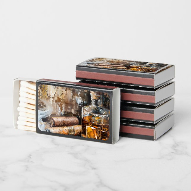 Journeying through Time with Whiskey and Cigar Matchboxes (Stacked)