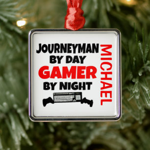 Journeyman Loves Playing Video Games Metal Ornament