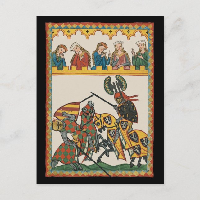 Jousting Knights At A Tournament Postcard (Front)