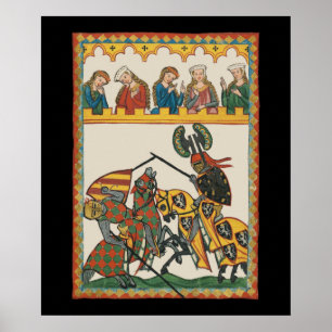 Jousting Knights At A Tournament Poster
