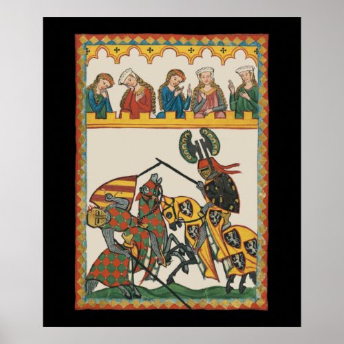 Jousting Knights At A Tournament Poster